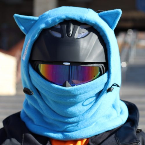 Балаклава с ушками котика, голубая