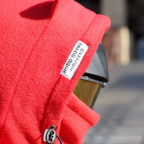 Балаклава с ушками котика, красная